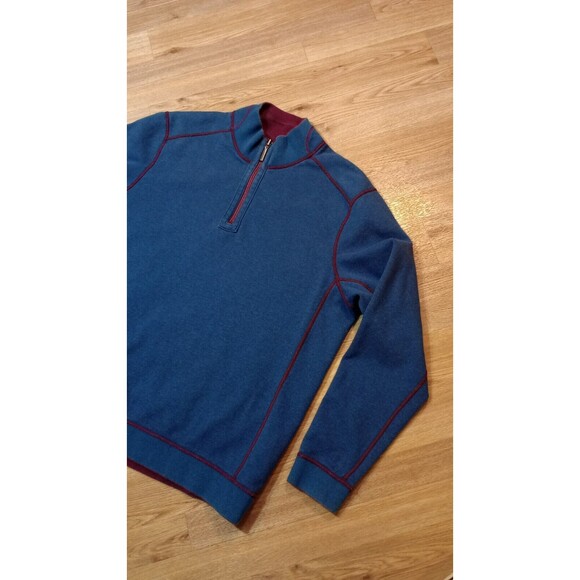 Tommy Bahama Sweatshirt Mens Large L  1/4 Zip Reversible Pullover Embroidered * - Picture 3 of 16